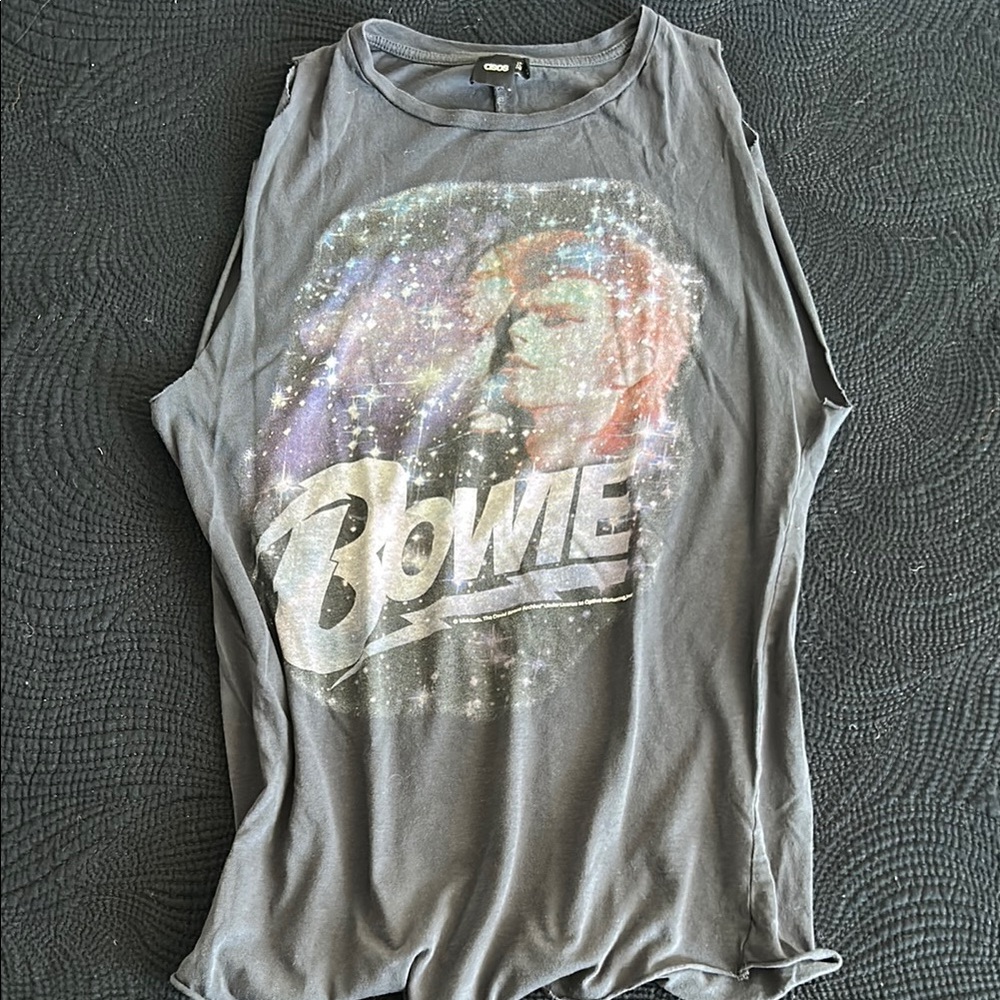 Gray Bowie Graphic Top